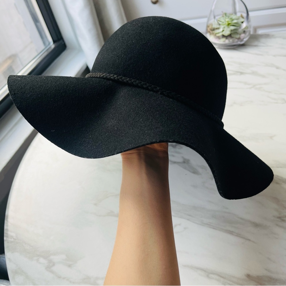 Charter Club Floppy Wool Hat womens Black Felt One Size